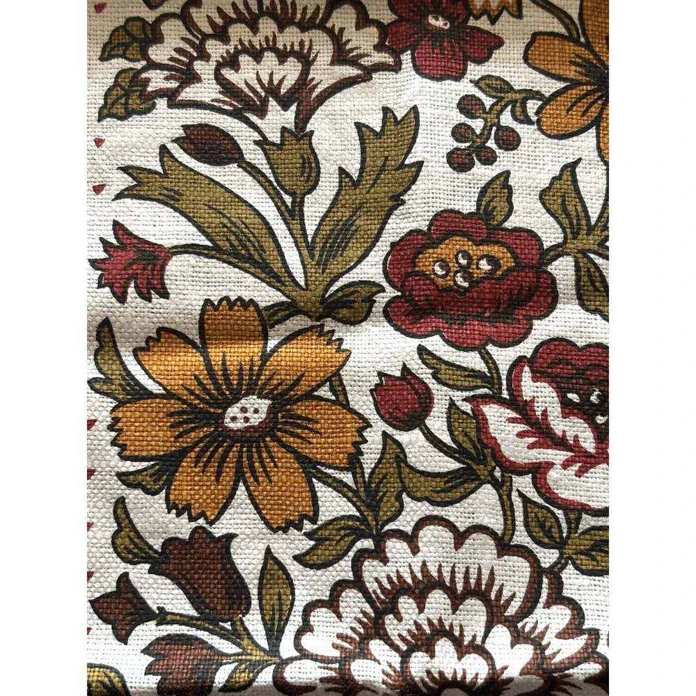 Vtg Kitchen Linen Tea Towel Jacobean Floral Signed Ann Clark Large 17 x 30
